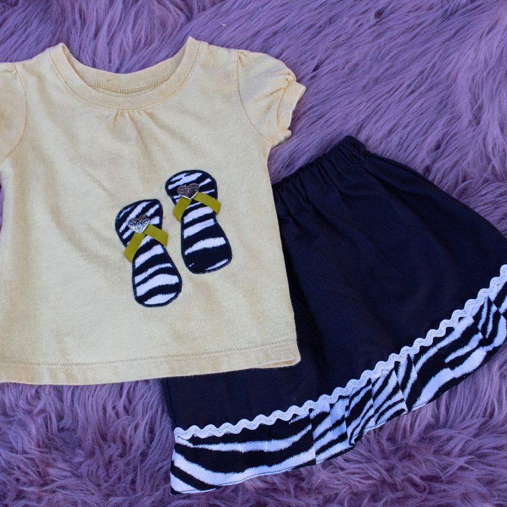 Custom Made Zebra Skirt Set